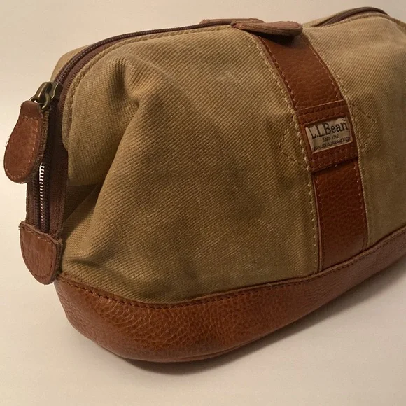 VTG Waxed Khaki Canvas Travel Toiletry Travel Zipped Bag